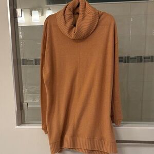 Lulu’s Cozy Tan Turtleneck Sweater Dress in Dark Mustard Color LARGE